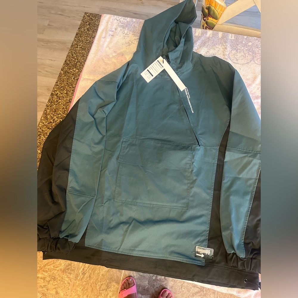 Men's Teal and Black Windbreaker